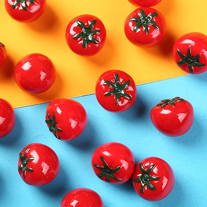 10pcs Mini Tomato Resin Charms for Crafts & Decor