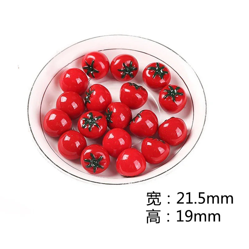 10pcs Mini Tomato Resin Charms for Crafts & Decor