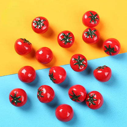 10pcs Mini Tomato Resin Charms for Crafts & Decor