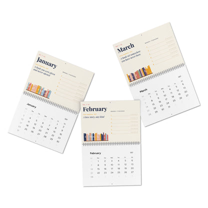 2027 Reading Wall Calendar | Monthly Book Log & Reading Prompts