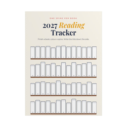 2027 Reading Tracker Poster | 52 Book Spines to Colour In
