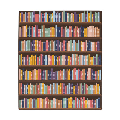 Bookshelf Blanket | Plush Fleece Throw Covered in Books