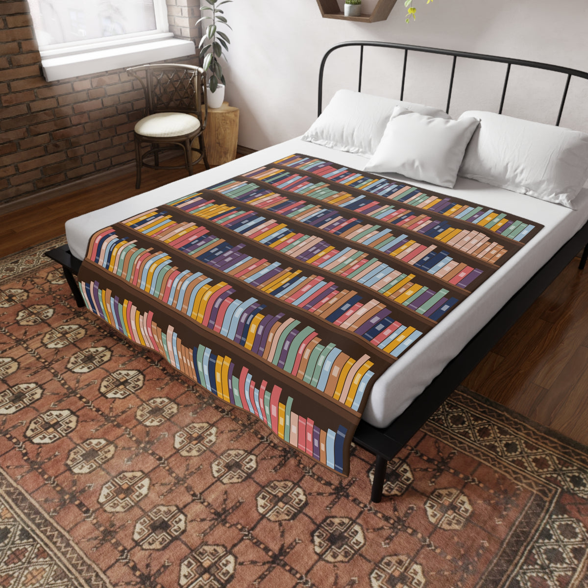 Bookshelf Blanket | Plush Fleece Throw Covered in Books