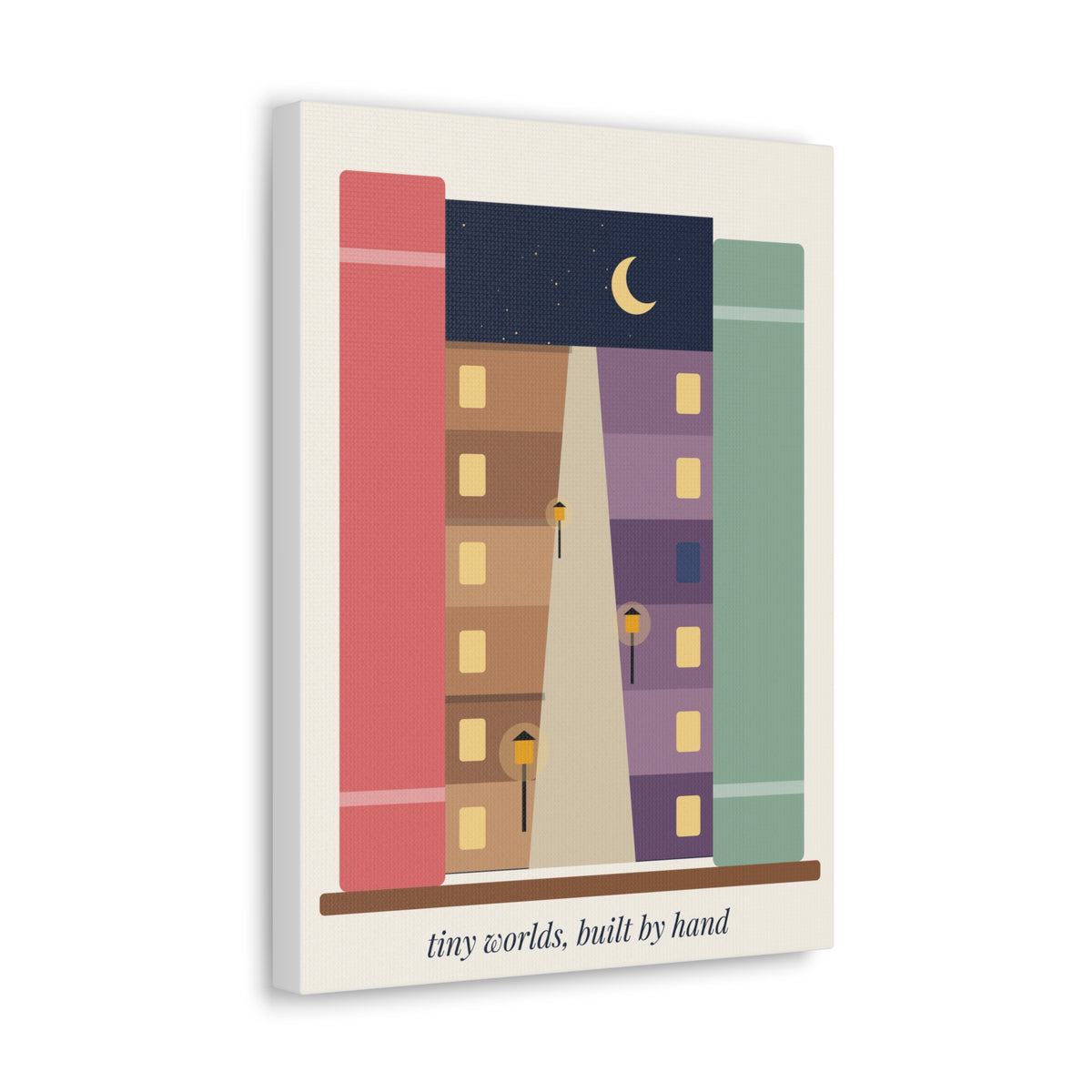 Book Nook Lane Canvas Print | Tiny Worlds, Built by Hand
