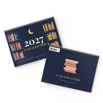 2027 Reading Wall Calendar | Monthly Book Log & Reading Prompts