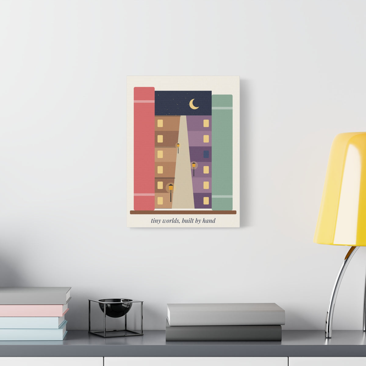 Book Nook Lane Canvas Print | Tiny Worlds, Built by Hand