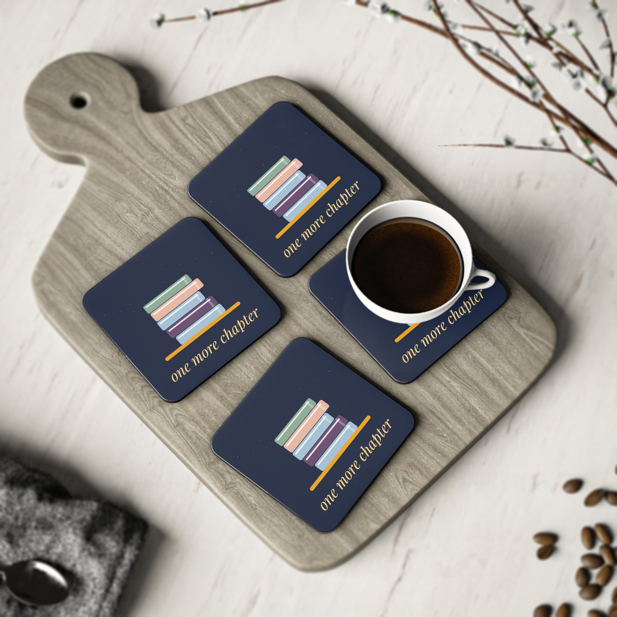 One More Chapter Coaster Set of 4 | Book Lover Coasters