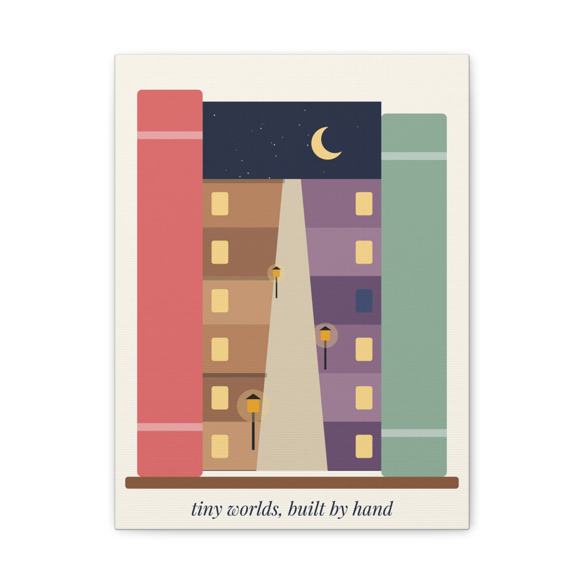 Book Nook Lane Canvas Print | Tiny Worlds, Built by Hand