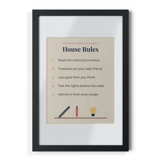 Book Nook Builder’s House Rules Framed Print | 8x10