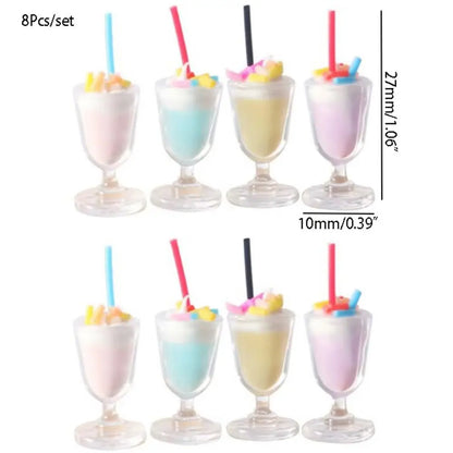 8pcs Mini Ice Cream Cups for Dollhouse Decor