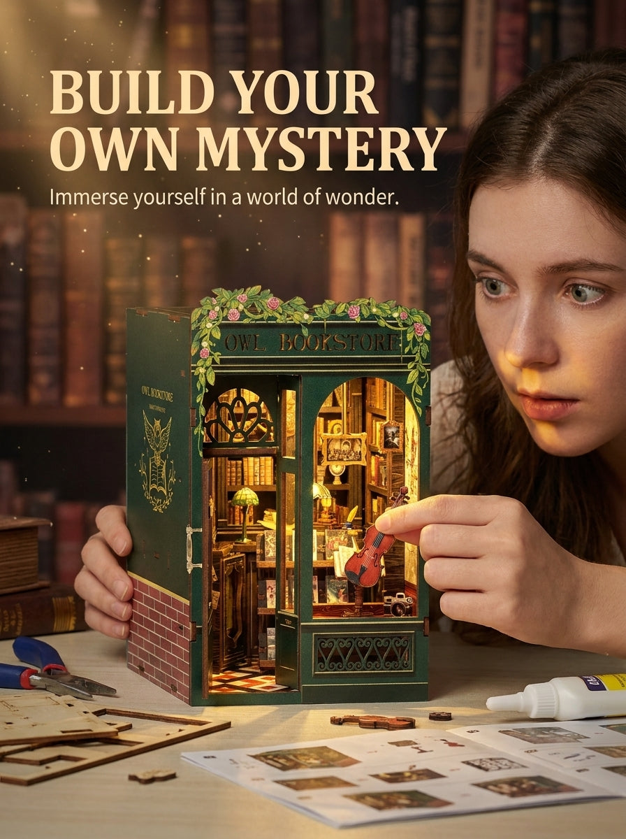 Owl Bookstore DIY Book Nook Kit mobile banner