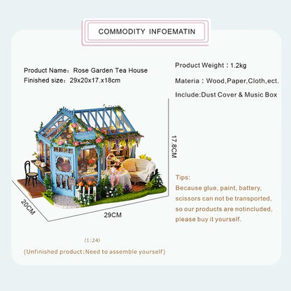 Cutebee Rose Garden Tea House DIY Dollhouse KitBook Nook Kit Australia