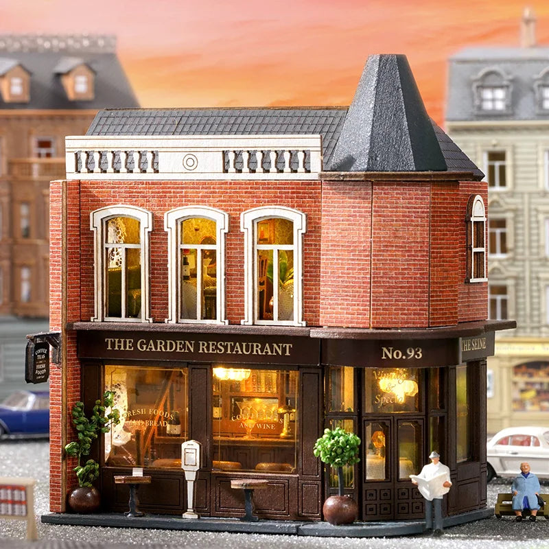 Cutebee The Garden Restaurant DIY Dollhouse KitBook Nook Kit Australia