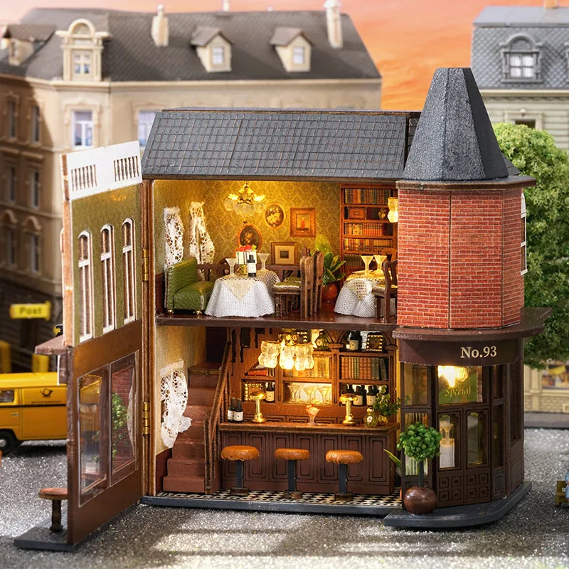 Cutebee The Garden Restaurant DIY Dollhouse KitBook Nook Kit Australia