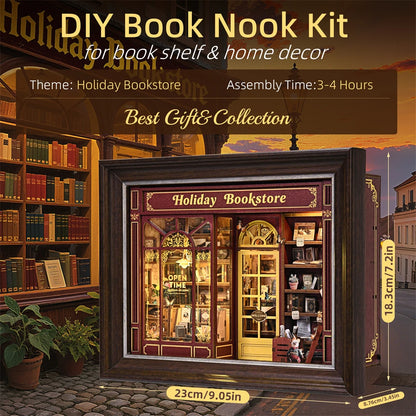 DIY Wooden Miniature Reading Room with LED Lights Book Nook Kit Australia