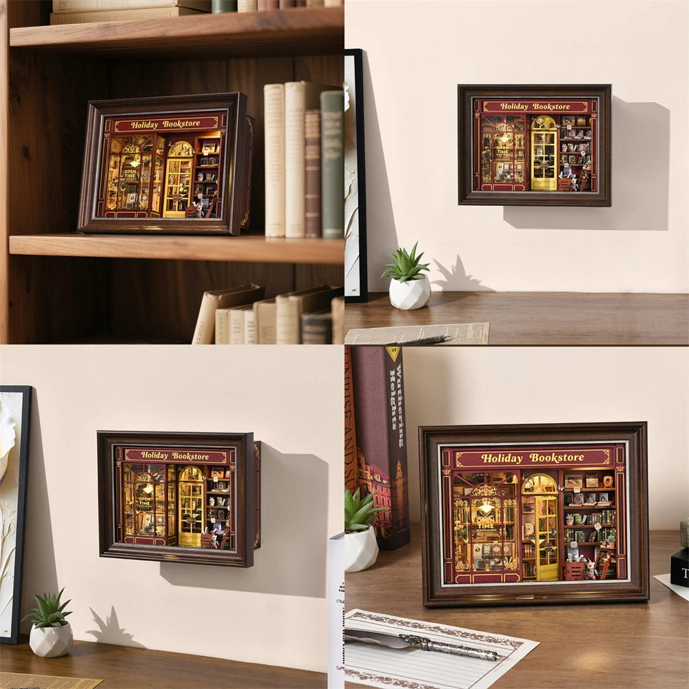DIY Wooden Miniature Reading Room with LED Lights Book Nook Kit Australia
