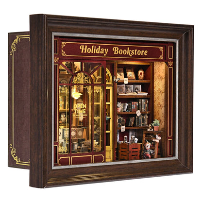 DIY Wooden Miniature Reading Room with LED Lights Book Nook Kit Australia