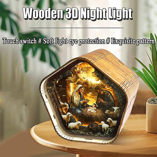 DIY Wooden Nativity Scene Night Light – Touch-Activated LED Decor Lamp