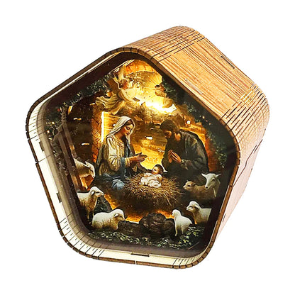 DIY Wooden Nativity Scene Night Light – Touch-Activated LED Decor Lamp