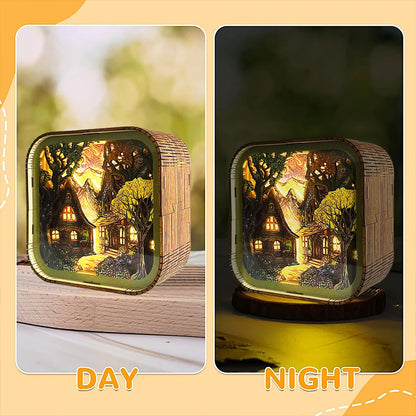 Fairy Tale Cottage Wooden 3D Night Light – DIY Kit for Magical Home Decor