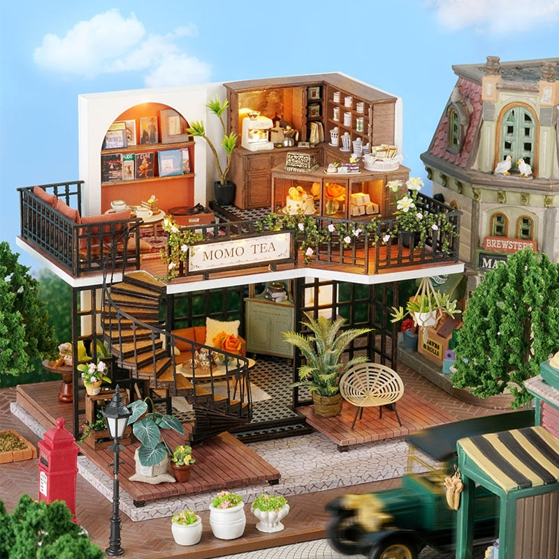 Forest Tea Shop DIY Dollhouse KitBook Nook Kit Australia