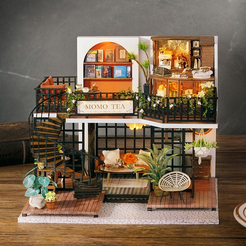 Forest Tea Shop DIY Dollhouse KitBook Nook Kit Australia