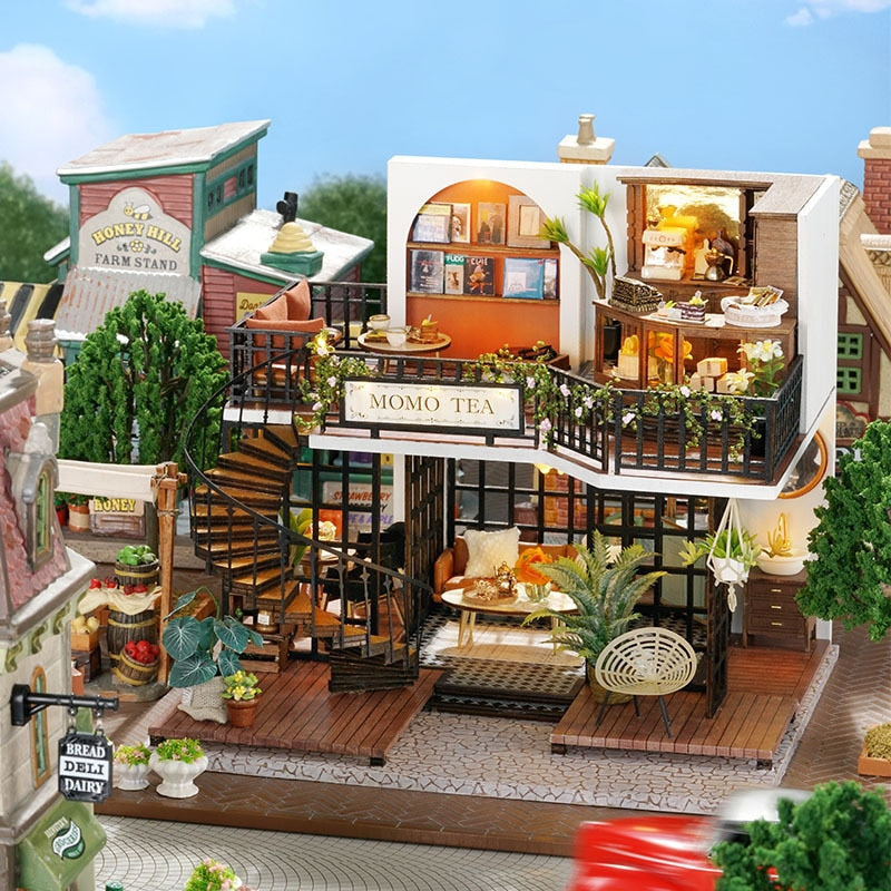 Forest Tea Shop DIY Dollhouse KitBook Nook Kit Australia