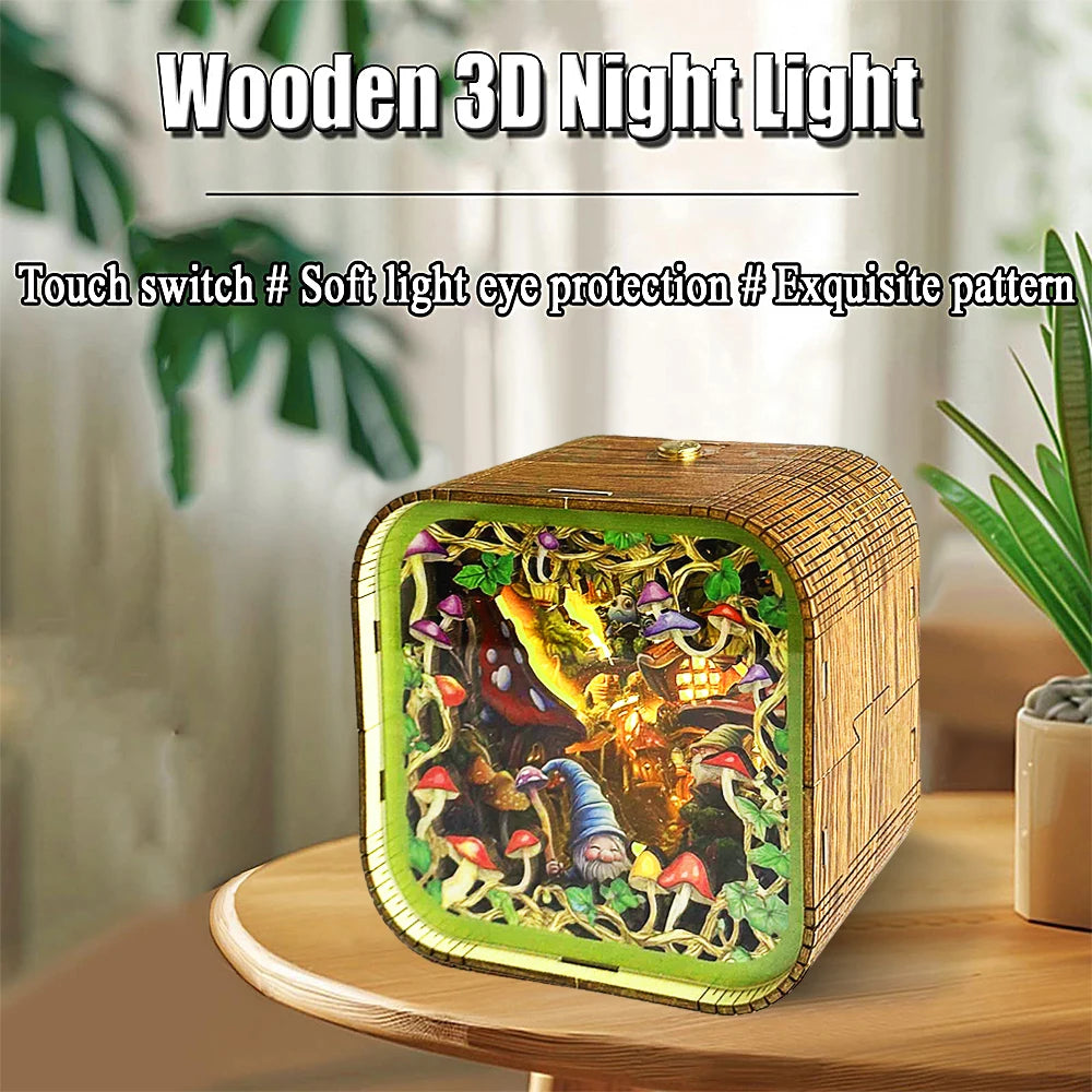 Gnome Village Wooden DIY Night Light