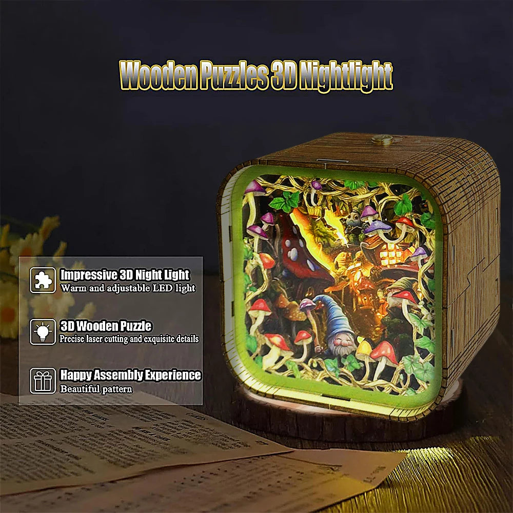 Gnome Village Wooden DIY Night Light