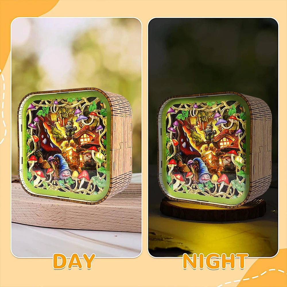 Gnome Village Wooden DIY Night Light