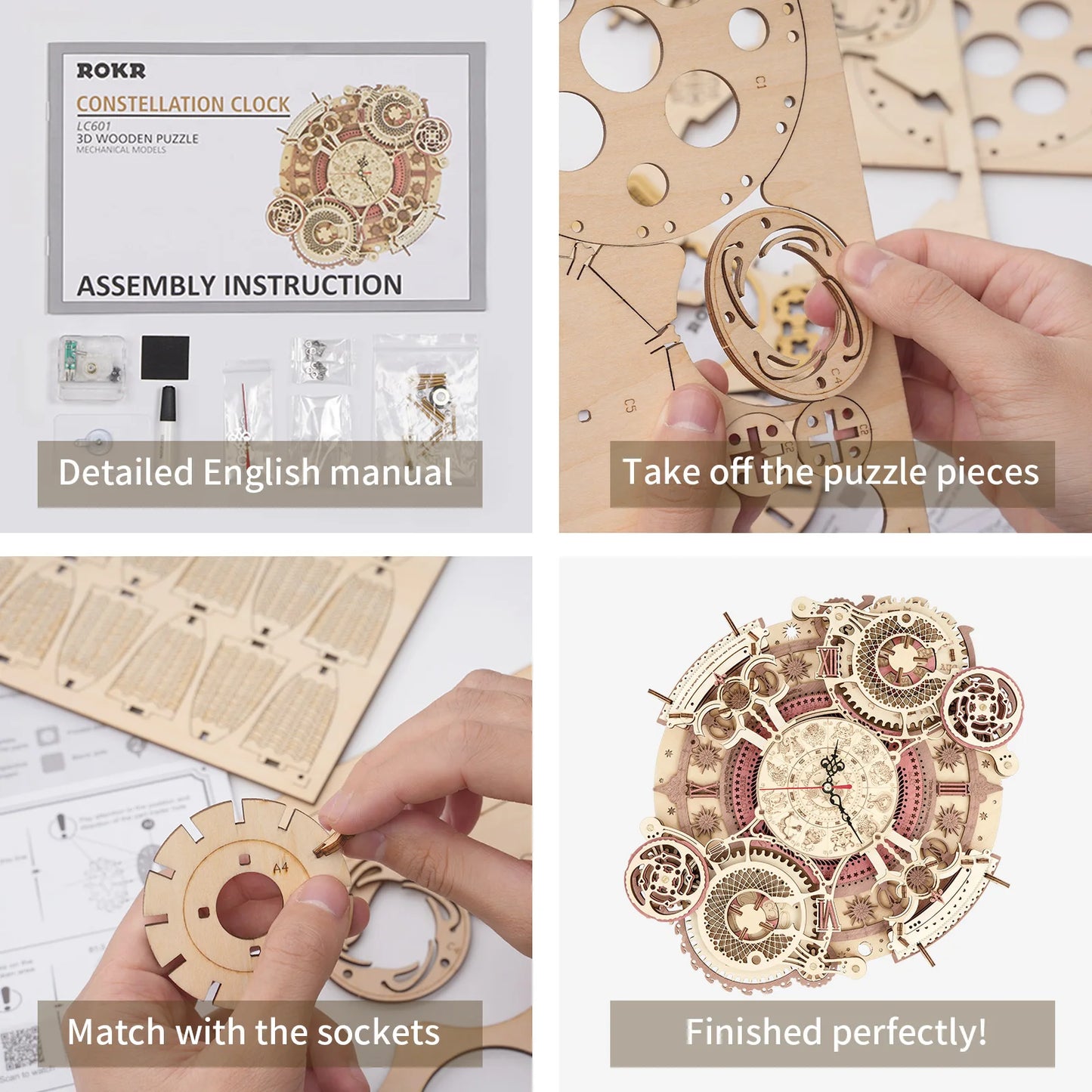 Robotime Rokr Steampunk Wall Clock Kit – DIY Mechanical Assembly