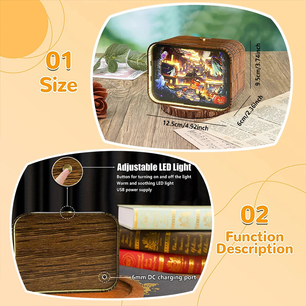 Haunted Castle 3D Wooden DIY Night Light Kit – Halloween Edition