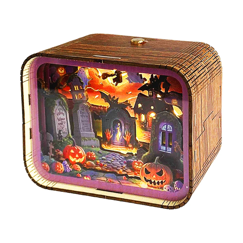 Hauntingly Beautiful Wooden 3D Halloween Night Light