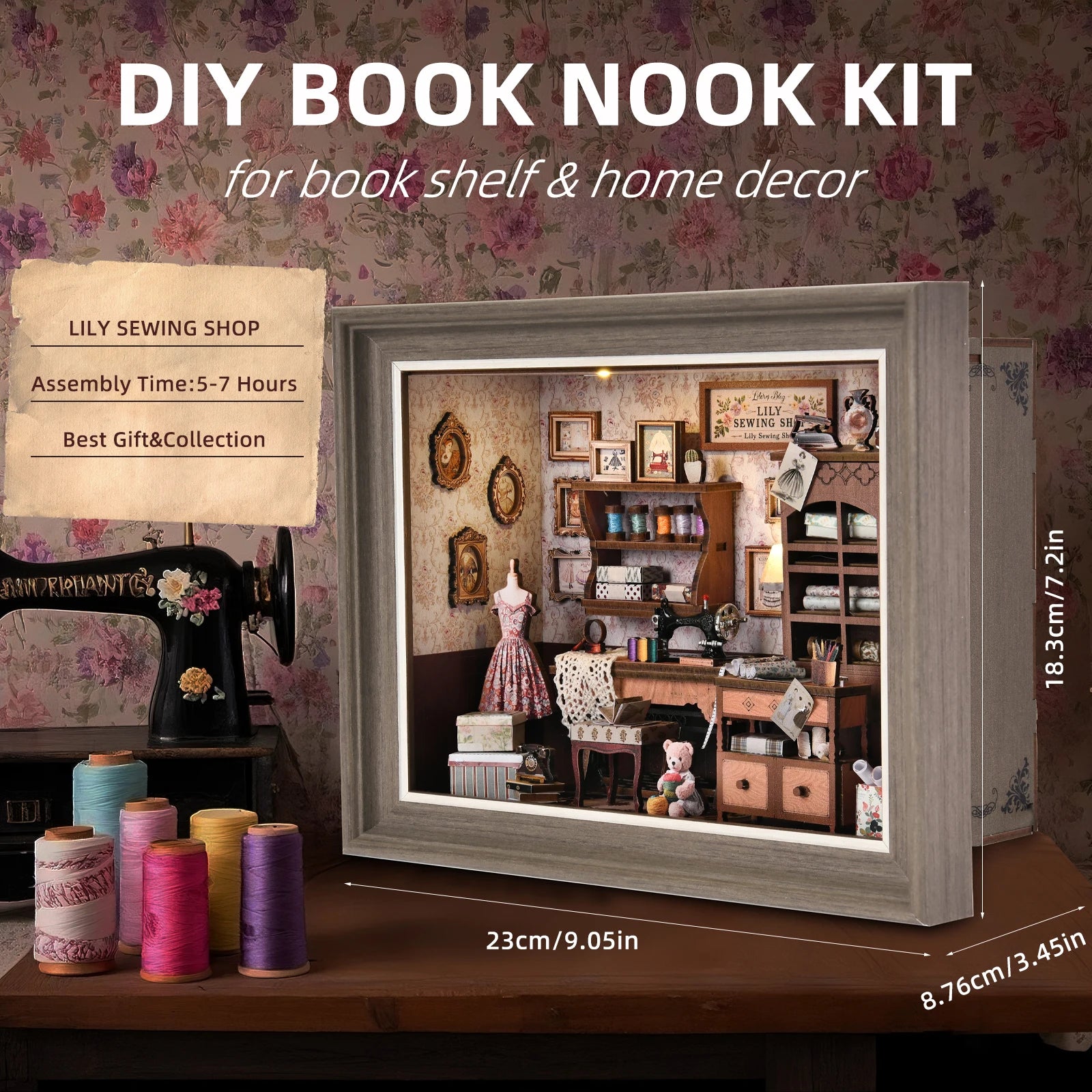 Lily Sewing Shop Miniature with LED Lights Book Nook Kit Australia