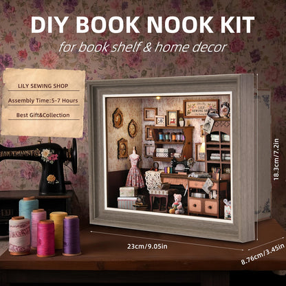 Lily Sewing Shop Miniature with LED Lights Book Nook Kit Australia