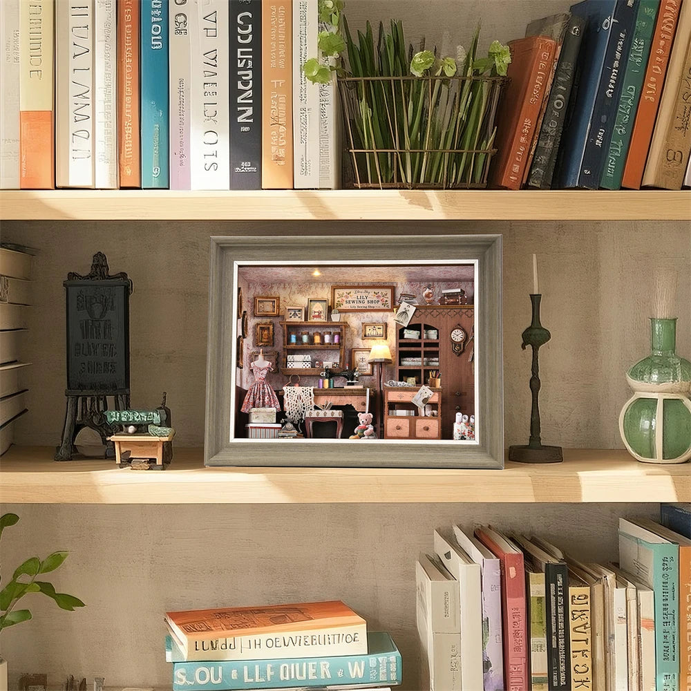 Lily Sewing Shop Miniature with LED Lights Book Nook Kit Australia