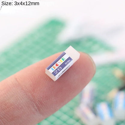 Mini Eraser Set – 1:12 Scale Dollhouse School Supplies english 6pcs