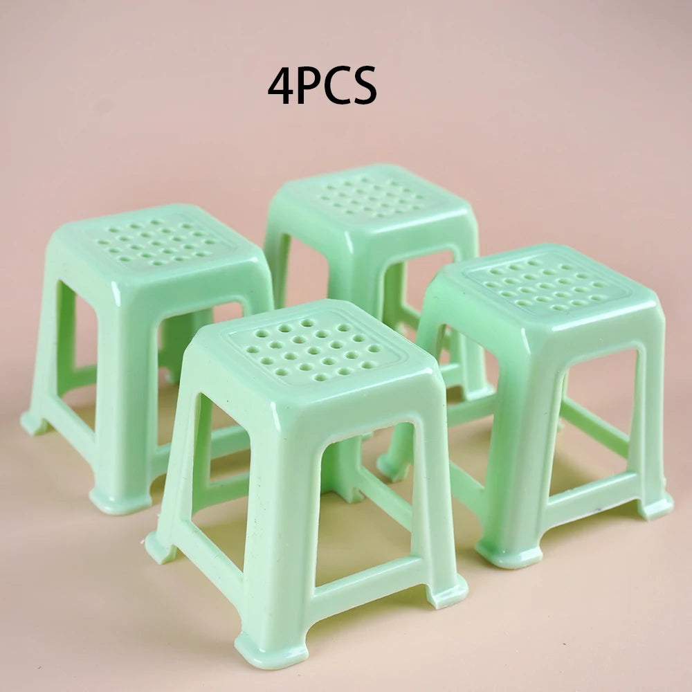 Mini Mahjong Table Set – 1:12 Scale Dollhouse Furniture 4Pc-green Chair CHINA
