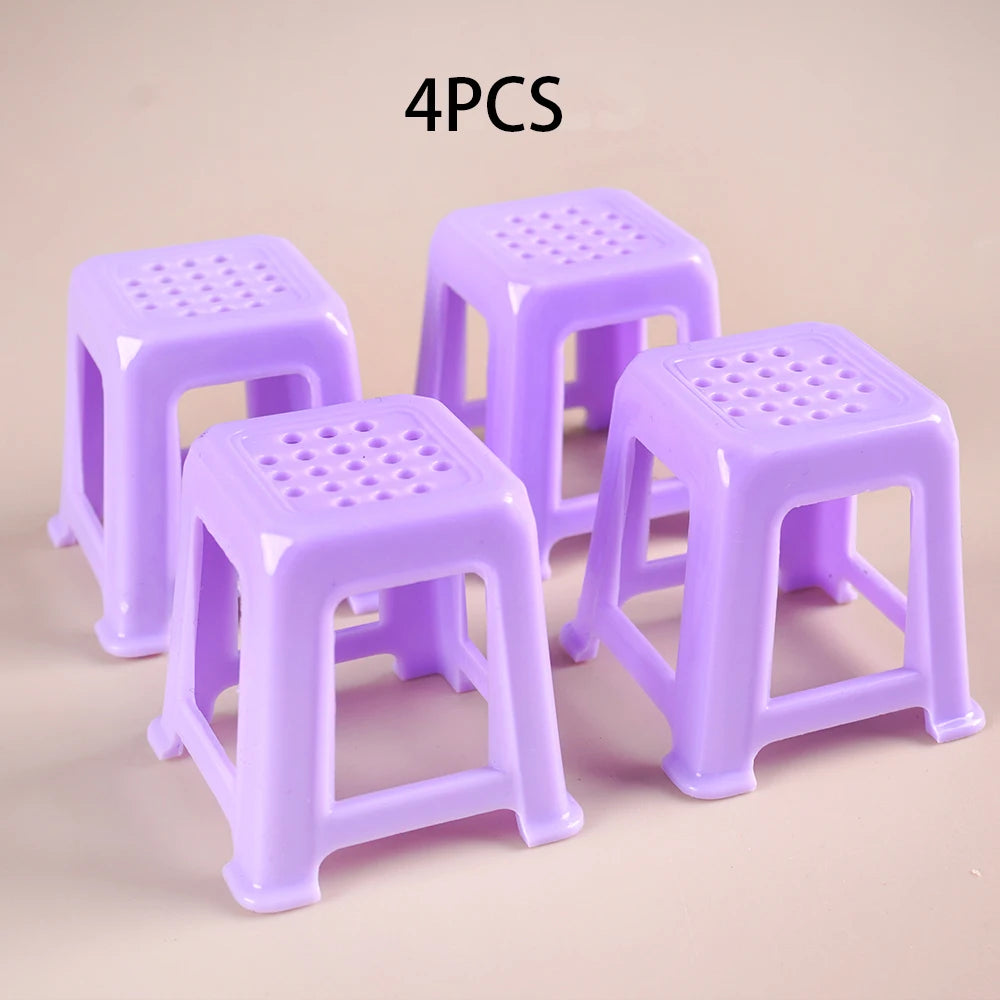 Mini Mahjong Table Set – 1:12 Scale Dollhouse Furniture 4Pc-Purple Chair CHINA