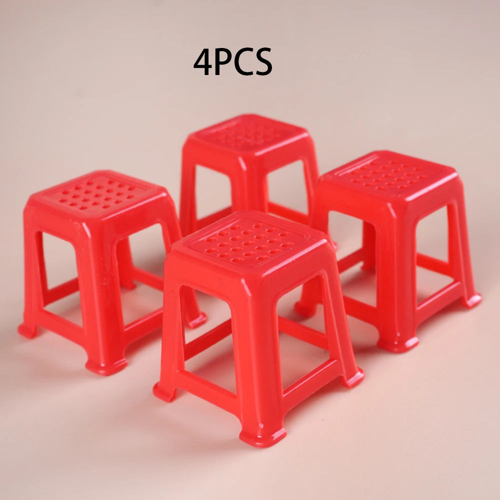 Mini Mahjong Table Set – 1:12 Scale Dollhouse Furniture 4Pc-Red Chair CHINA