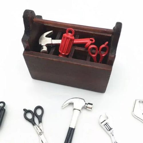 Mini Toolbox with Tools – 1:12 Scale Dollhouse Repair Set