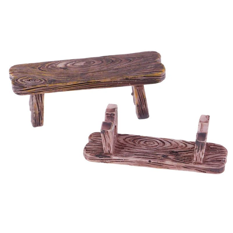 Mini Wooden Benches Set for Fairy Garden & Dollhouse