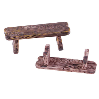 Mini Wooden Benches Set for Fairy Garden & Dollhouse