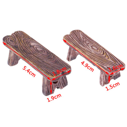 Mini Wooden Benches Set for Fairy Garden & Dollhouse