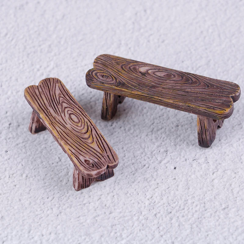 Mini Wooden Benches Set for Fairy Garden & Dollhouse