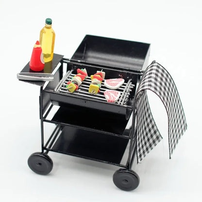 Miniature BBQ Grill Set 1:12 Scale Dollhouse Decor 1set