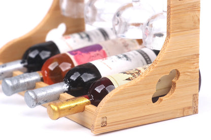 Miniature Bamboo Wine Rack Set for 1:6 Dollhouse