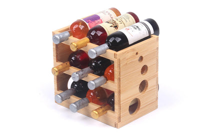 Miniature Bamboo Wine Rack Set for 1:6 Dollhouse