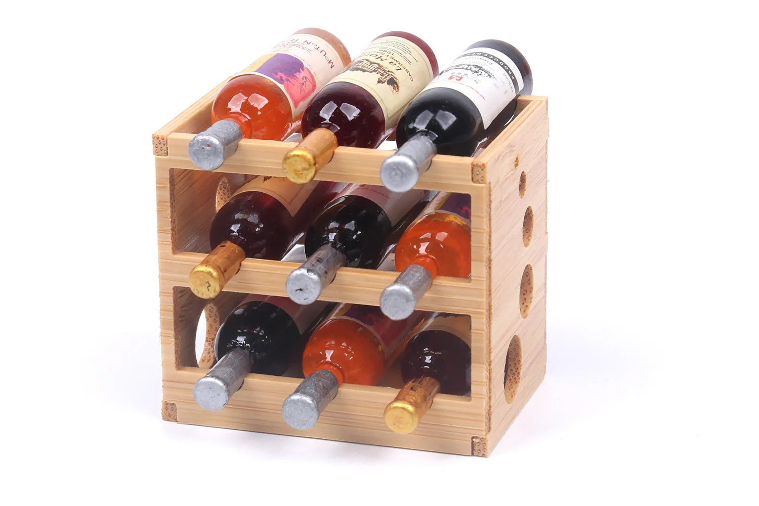 Miniature Bamboo Wine Rack Set for 1:6 Dollhouse