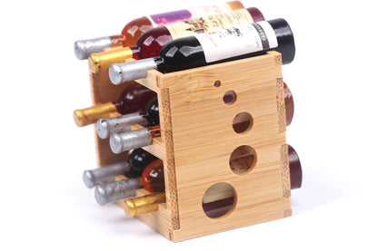 Miniature Bamboo Wine Rack Set for 1:6 Dollhouse